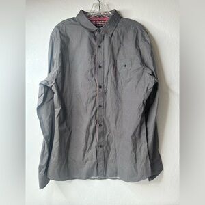 Smash Dress Shirt Mens Size‎ Large  Gray Black Long Sleeve Button Up Flip Cuff